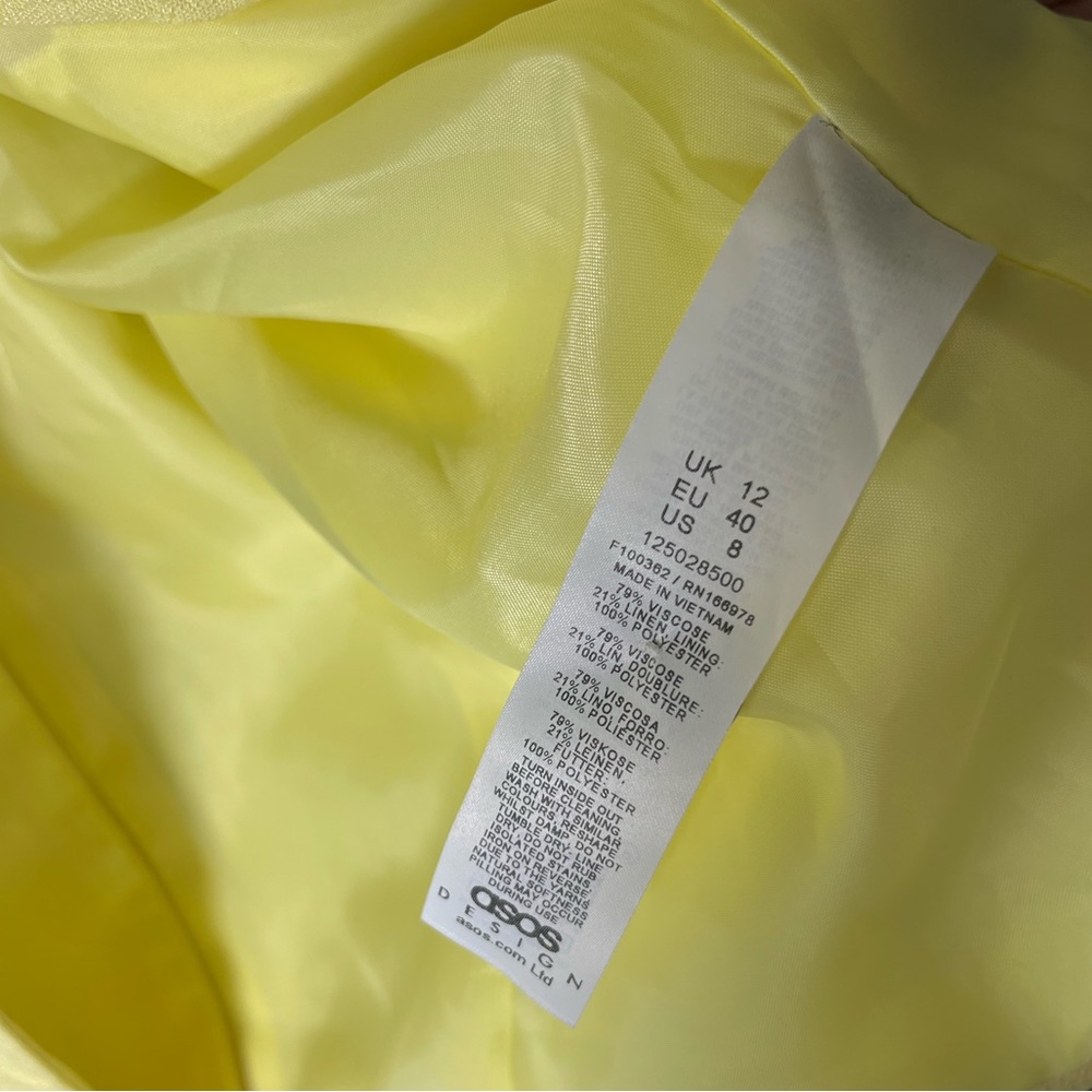 NWT ASOS Design Tall Suit Blazer with Linen in Lemon size 8T (Fits likea US 12) - Picture 8 of 10